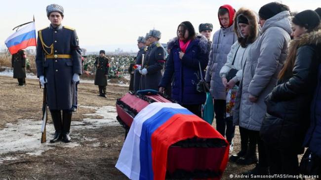 一名俄罗斯士兵的葬礼正在举行